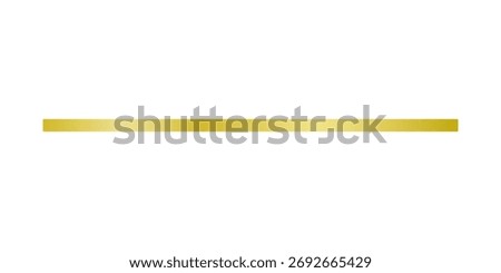 Single straight continuous gold line. One underline, right brush. Border stripe for design. Vector illustration isolated on transparent