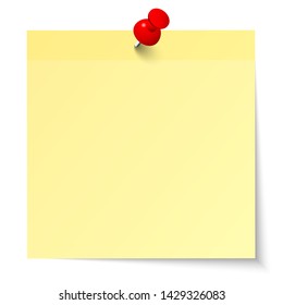 Single Straight Light Yellow Sticky Note With Red Pin