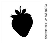Single strawberry with leaf silhouette isolated on white background. Strawberry icon vector illustration design.