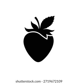 Morango único com silhueta folha ilustração vetor