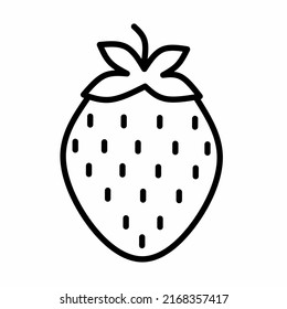 Icono de línea de fresa simple en estilo lineal aislado en fondo blanco. Símbolo pictograma e ilustración del logotipo. Vector delgado de línea negra.