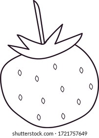 Single strawberry on a white background hand drawing.  For card,  cover,  poster,  design.  