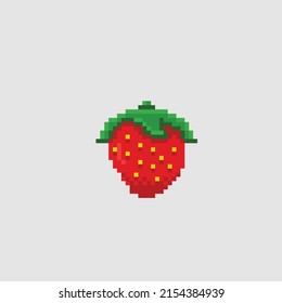 single strawberry in pixel art style