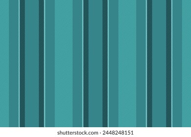 Single stripe background lines, attire fabric vertical pattern. Blanket seamless vector texture textile in cyan and teal color.