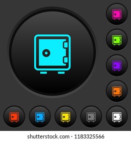 Single strong box dark push buttons with vivid color icons on dark grey background