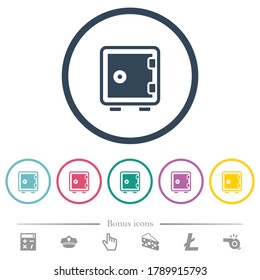 Iconos de color plano de caja fuerte en contornos redondos. 6 iconos de bonificación incluidos.