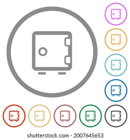Single strong box outline flat color icons in round outlines on white background