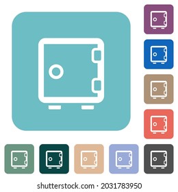 Single strong box outline white flat icons on color rounded square backgrounds
