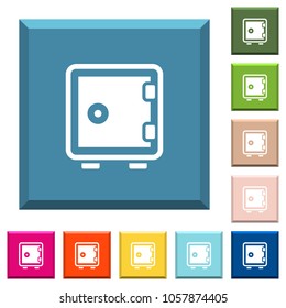 Single strong box white icons on edged square buttons in various trendy colors