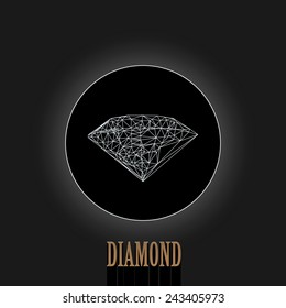 single stylized diamond vector sign on black background