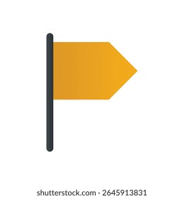 A single, stylized flag dominates the composition, presented against a stark white background. 
