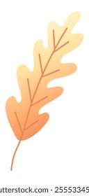 Single stylized oak leaf with gradient orange color scheme symbolizing the transition from summer to fall, evoking feelings of warmth and seasonal change