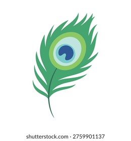 A single stylized peacock feather with a prominent eye pattern