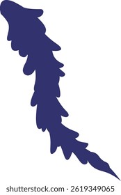 Uma única forma estilizada de algas marinhas é representada em uma sombra plana e sólida.  A imagem mostra uma planta aquática simples e elegante com uma forma fluida. Ilustração de vetor de desenhos animados