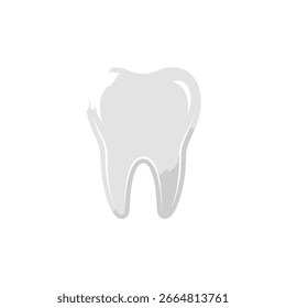 A single, stylized tooth is depicted against a white background. The tooth has a glossy appearance.
