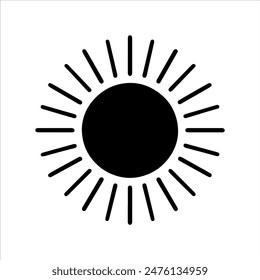 Single sun silhouette isolated on white background. Sun icon vector illustration design.