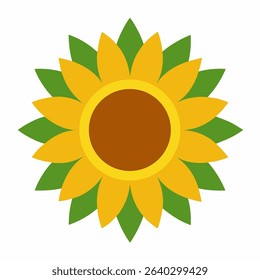 Single sunflower icon, designed for decoration, isolated on a white background. This image features sunflower, decoration, icon, graphic, design.