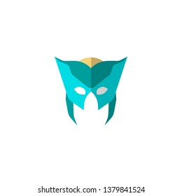 Single super hero mask in flat style isolared on white. Character cartoon superhero. Vector illustration