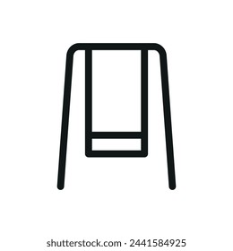 Icono aislado de un solo swing, símbolo vectorial de swing de parque y patio de recreo con trazo editable