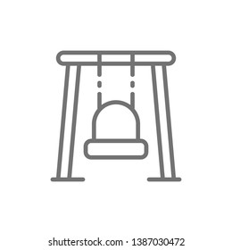Single swing for playground line icon.