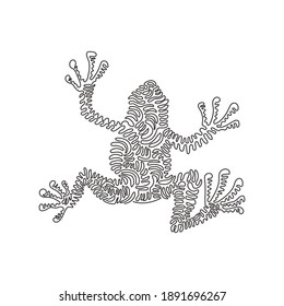 Single swirl continuous line drawing  Frog is small creature and smooth skin  Continuous line drawing graphic design vector illustration style cute frog for icon  sign  symbol  boho wall art