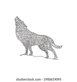 Single swirl continuous line drawing. Wolves are very intelligent creatures. Continuous line draw graphic design vector illustration style of ferocious wolf for icon, minimalism modern wall decor