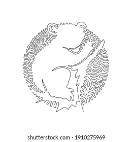 Einzelne, wirbellose Linienzeichnung süßer abstrakter Koala-Kunst. Stetige Linie zeichnen grafische Design Vektorgrafik Stil freundlicher Haustiere für Ikone, Zeichen, Minimalismus moderne Wand dec
