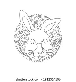 Single swirl continuous line drawing of cute rabbit abstract art. Continuous line draw graphic design vector illustration style of friendly domestic animal for icon, sign, minimalism modern wall deco