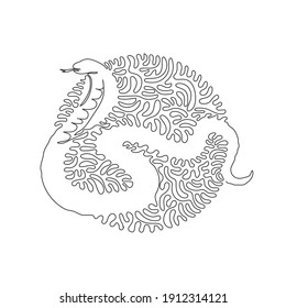 Single swirl continuous line drawing of  highly venomous cobra. Continuous line drawing graphic design vector illustration style of scary cobra fangs for icon, sign, minimalism modern wall decor