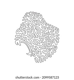 Single swirl continuous line drawing  of scary gorilla. Continuous line drawing graphic design vector illustration of enormous gorilla for icon, symbol, company logo, boho wall art