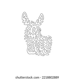 Single swirl continuous line drawing of cute donkey abstract art. Continuous line draw graphic design vector illustration style of large ears animal for icon, sign, minimalism modern wall decor