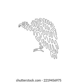 Single swirl continuous line drawing of horrific bird abstract art. Continuous line draw graphic design vector illustration style of creepy vulture for icon, sign, minimalism modern wall decor