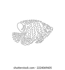 Dibujo de línea continua de un solo giro del arte abstracto de una bonita angelfish real. Dibujo de línea continua diseño gráfico ilustración vectorial estilo de hermosos peces marinos tropicales para ícono, signo, decoración de pared