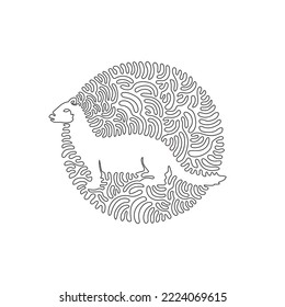 Dibujo de línea continua de un solo giro del arte abstracto de la comadreja linda. Diseño gráfico de líneas continuas ilustraciones vectoriales estilo de mamífero carnívoro más pequeño para ícono, signo, decoración de pared moderna
