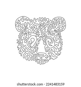 Single swirl continuous line drawing of scary bear abstract art. Continuous line draw graphic design vector illustration style of carnivoran mammals for icon, sign, minimalism modern wall decor