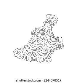 Single swirl continuous line drawing of yawn hippopotamus abstract art. Continuous line draw graphic design vector illustration style of aggressive hippo for icon, sign, minimalism modern wall decor