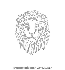 Un solo giro de línea continua de león peligroso. Arte abstracto. Diseño gráfico de líneas continuas ilustraciones vectoriales estilo de mamífero predatorio para ícono, signo, minimalismo decoración moderna de pared