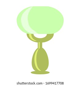 Lámpara de una sola mesa de estilo retro con una sombra verde aislada sobre un fondo blanco. Dibujo vectorial en estilo plano.