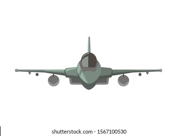 Single tail jet fighter. Simple illustration. Front view