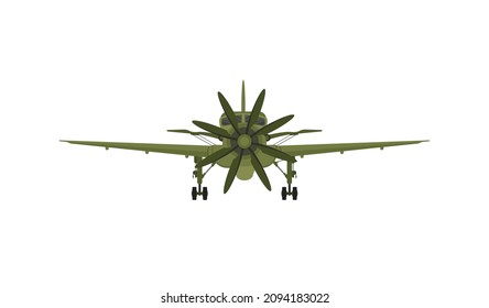 Single tail jet fighter. Simple illustration. Front view