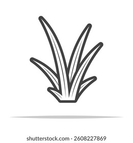 Single tall grass outline icon transparent vector isolated