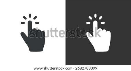 Single Tap Finger Gesture Icon with Starburst Effect Icon. Solid glyph series icon