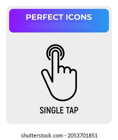 Single tap, finger touch thin line icon. Modern vector illustration.