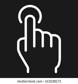 Single tap line icon, touch and hand gestures, mobile interface vector graphics, a linear pattern on a black background, eps 10.