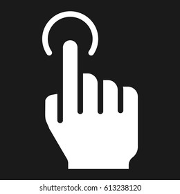 Single tap solid icon, touch and hand gestures, mobile interface vector graphics, a filled pattern on a black background, eps 10.