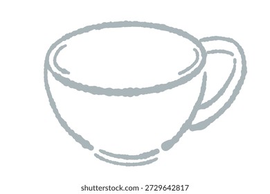 Single Teacup Line Art Vector Illustration