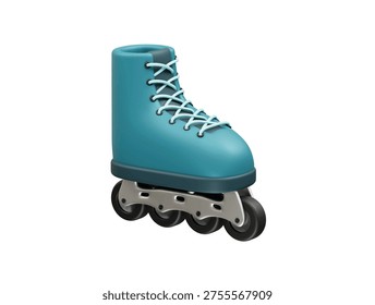 Single Teal Rollerblade skate 3D Illustration icon rendering
