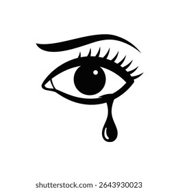Uma única ilustração em preto e branco com olhos lacrimejantes.