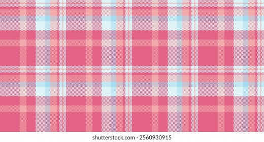 Single textile seamless fabric, sparse check texture background. Grungy vector pattern plaid tartan in light and red colors palette.