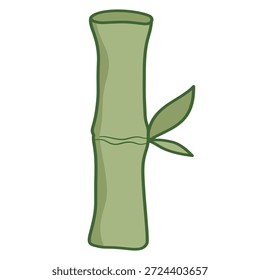 Sección de tallo de bambú de un solo grosor con un elemento gráfico de hoja lateral